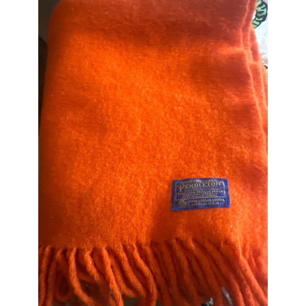 Pendleton Vintage Texas Longhorns collegiate Wool Blanket Orange Fringed Throw